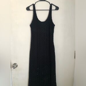 Xhilaration Vintage Black Summer Spring Open Knit Tank Maxi Dress Size large